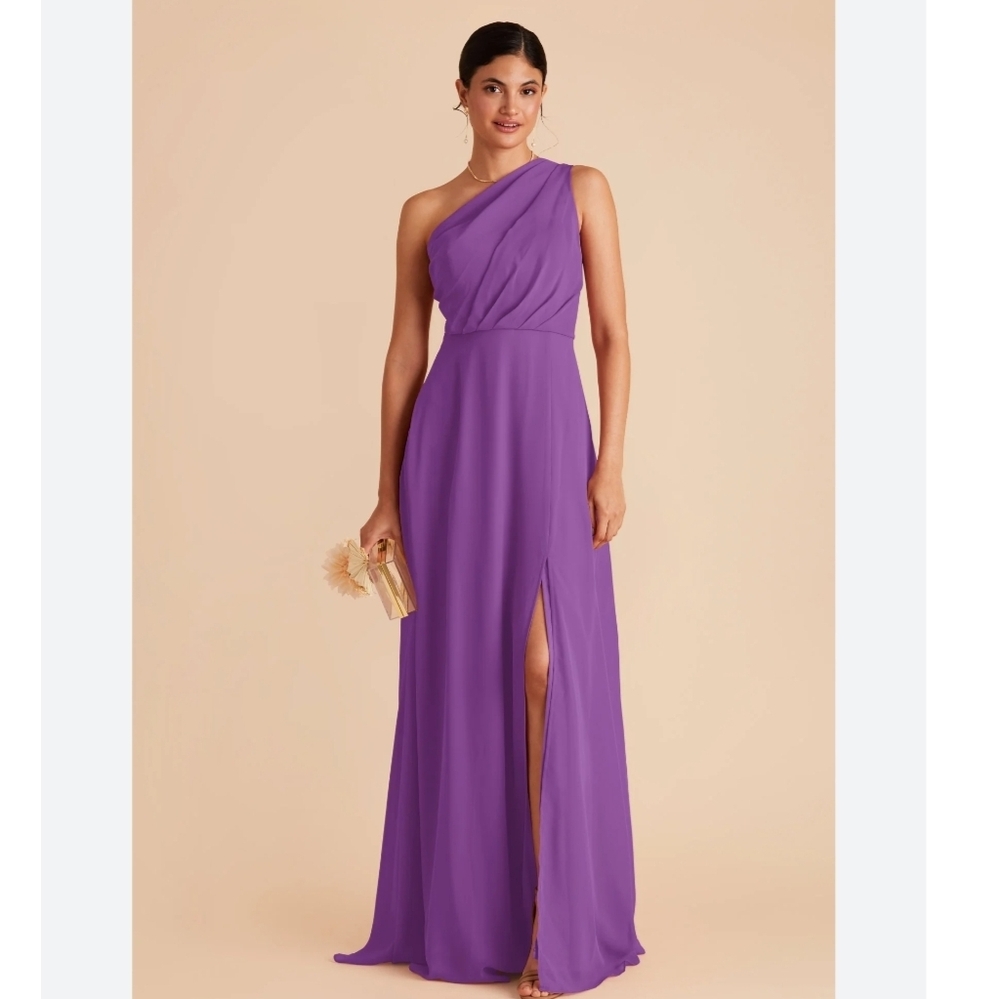 NWT Birdy Grey Kira Chiffon Dress With Slit in Amethyst Size M